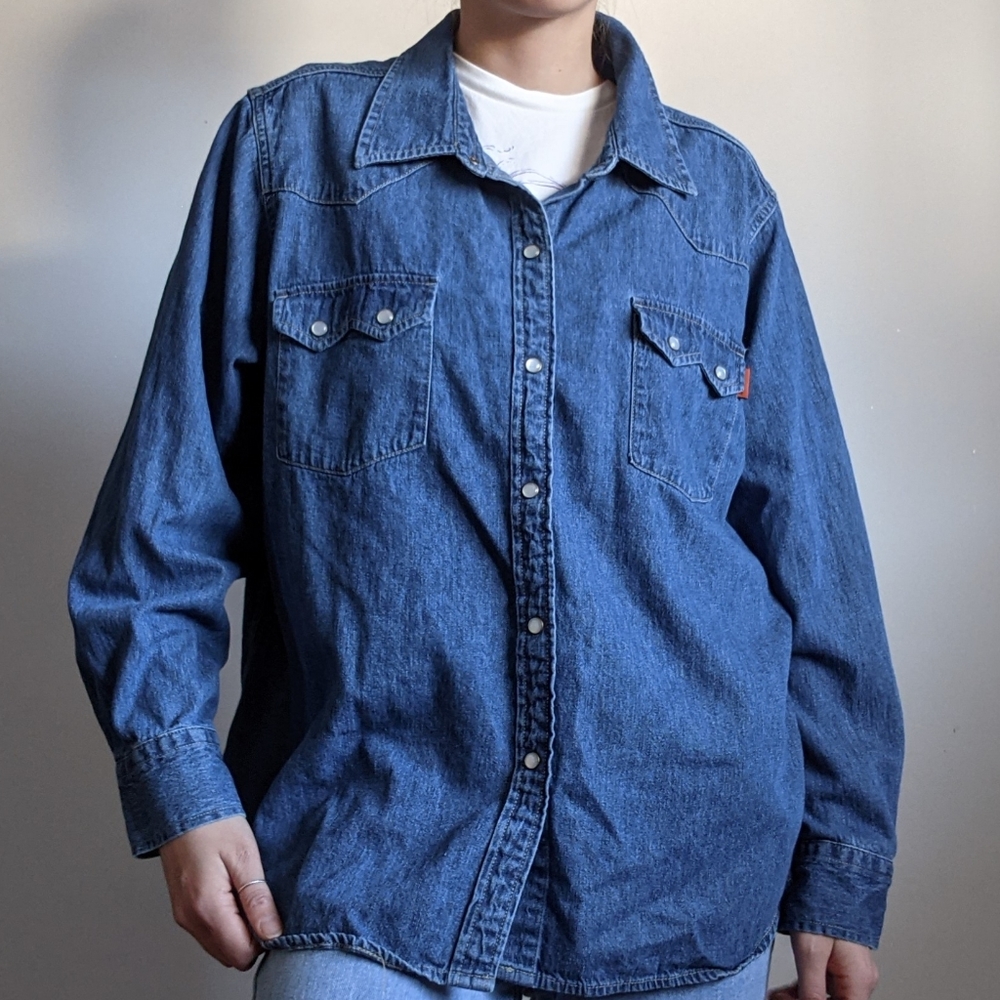 Vintage Route 66 snap button denim shirt